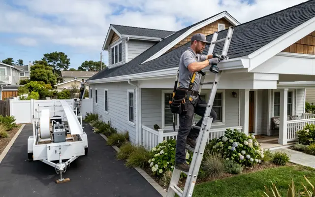 Seamless gutters on a coastal Virginia home